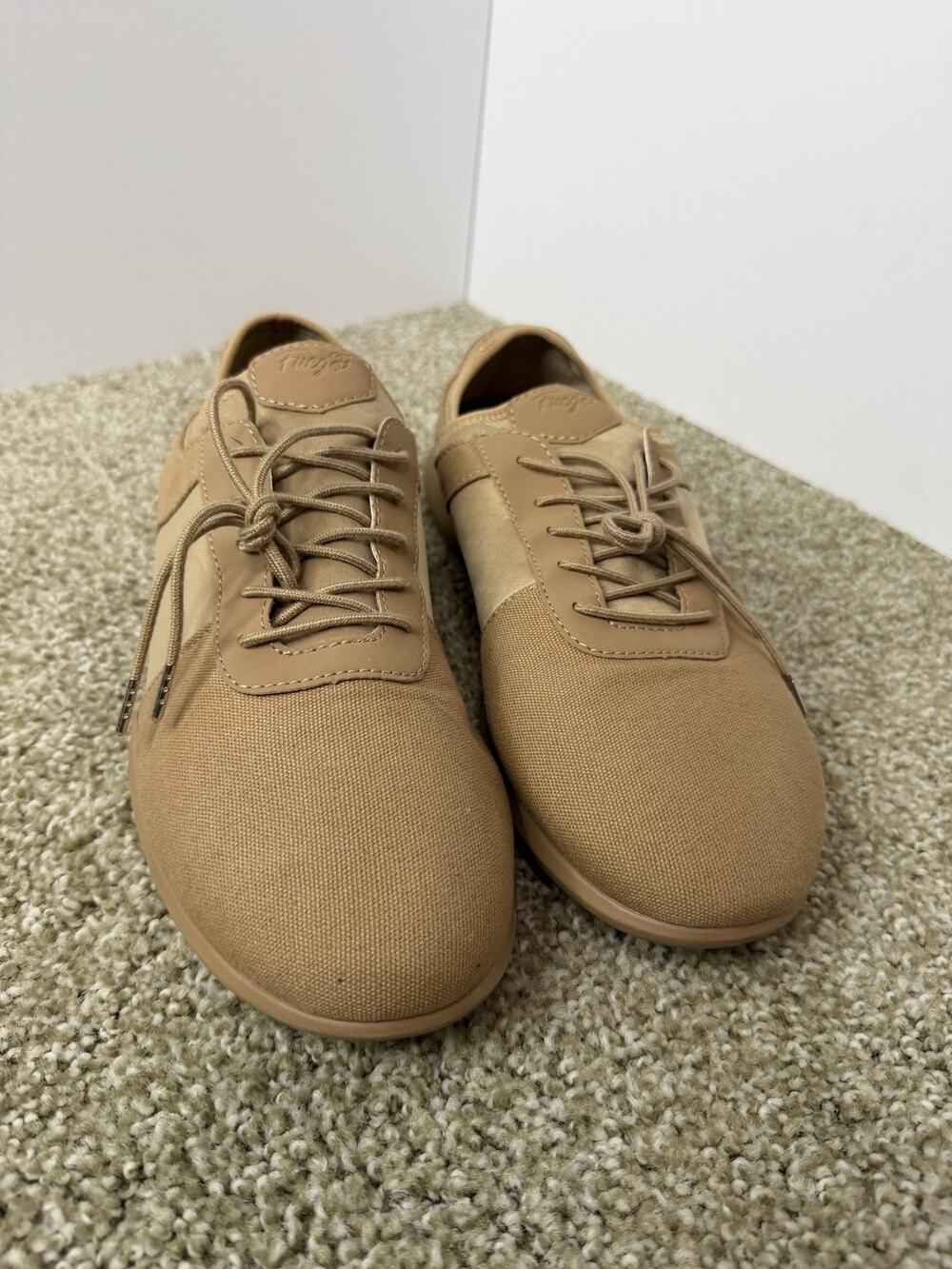 Fuego Dance Shoes Mens Size 12 Beige Canvas Cushioned Lightweight Sneakers